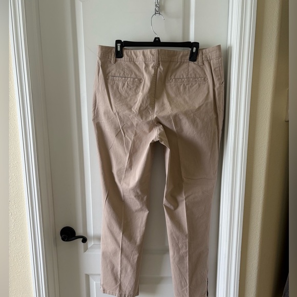 Talbots Women’s Size 14 Khaki Ankle Pants with Zipper Hem - Picture 2 of 5
